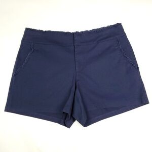 NWT Maison Jules Shorts Womens 6 Navy Blue Ruffle Mid Rise